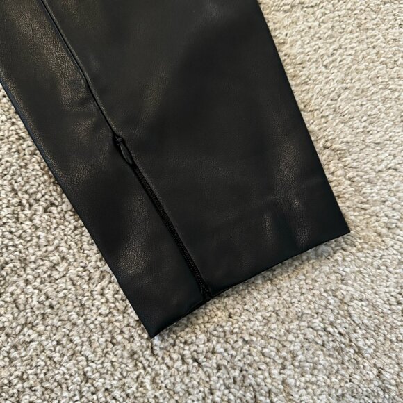 MANGO Faux Leather Black Leggings W/ Elastic Waistband & Side Zip Closure Sz M - Picture 6 of 8